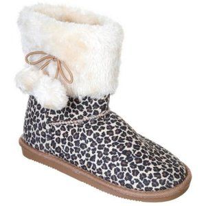 US Sports Girls Faux Fur Cheetah Print Pom Pom Boots - Multi Colored Size: 13Y